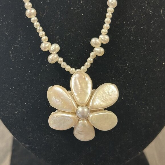 Christmas STAR by LUC Lucas Lameth Genuine Pearl Necklace 925 Sterling Silver 20 - Picture 7 of 9